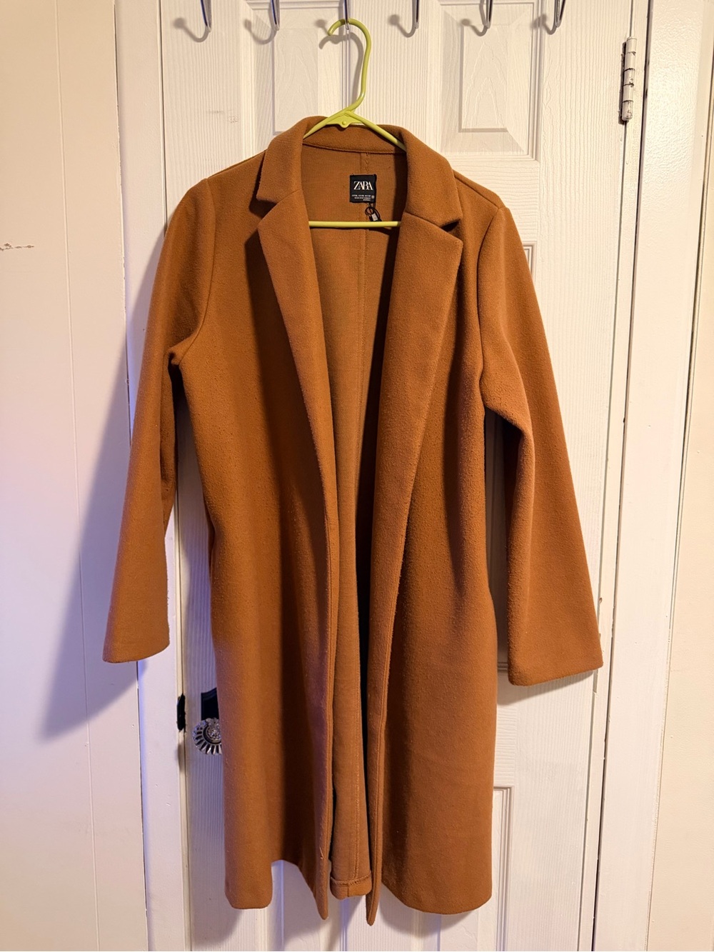 Zara Camel Longline Open Front Coat | Size XL